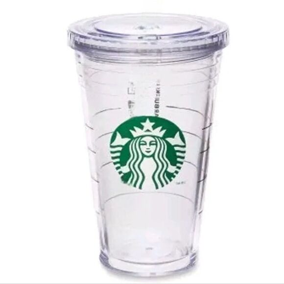☕️Starbucks 2009 Clear w/Green Siren Logo 16oz Cold Cup & Lid - Picture 1 of 12